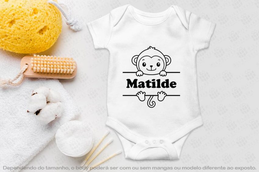 Body Babygrow animais - Macaco