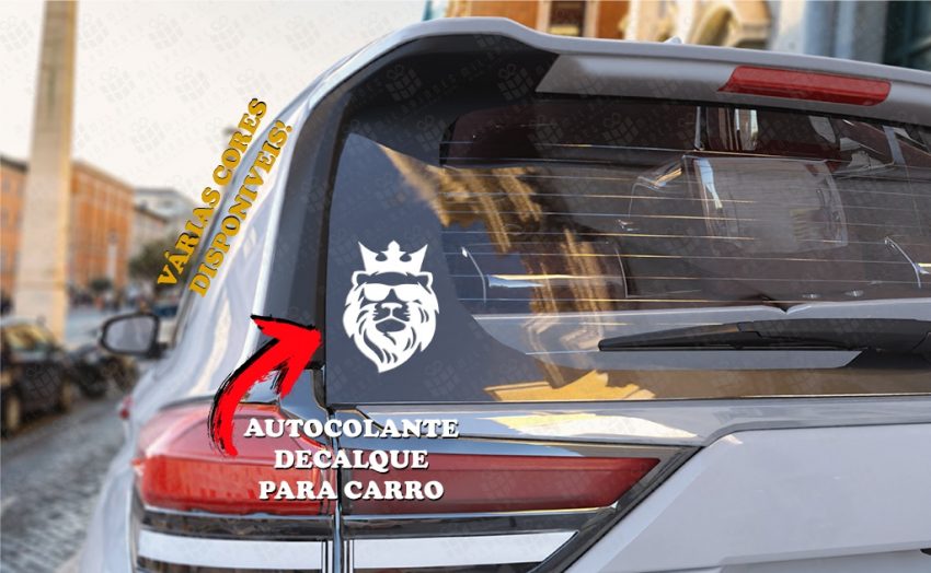 Autocolante Decalque - Leão com óculos e Coroa